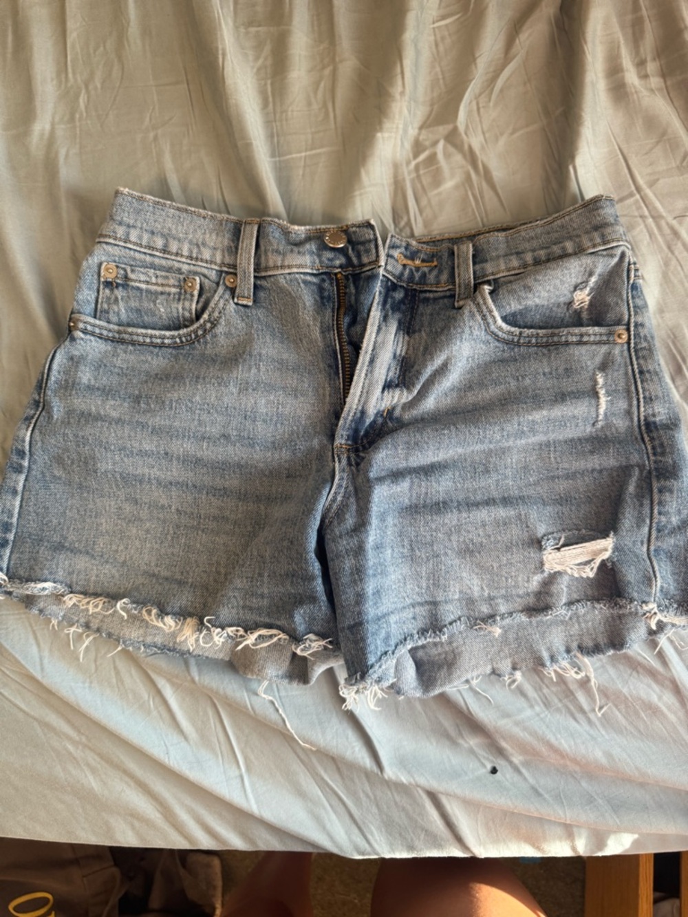 Just USA Light Blue Distressed Denim Cutoff Shorts
